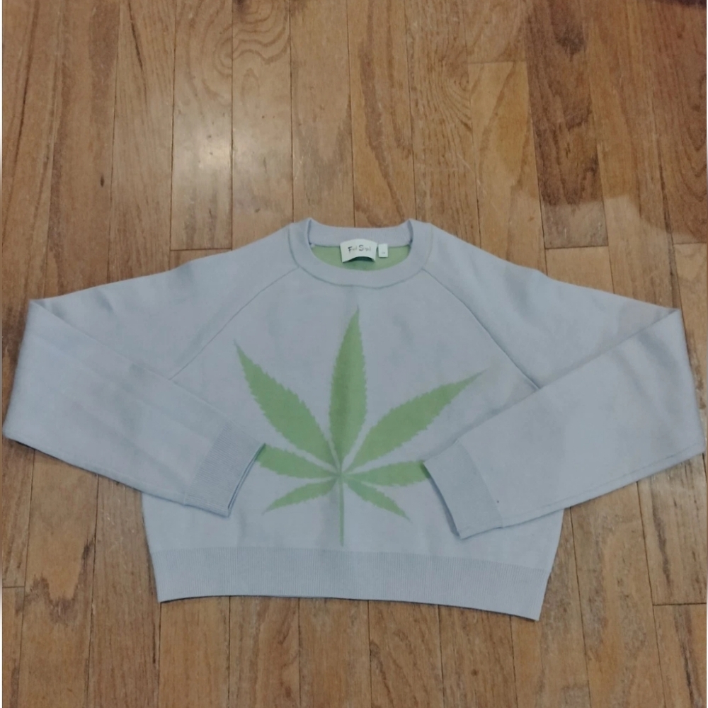 Fred Segal Longsleeved Cropped Graphic Print Sweater